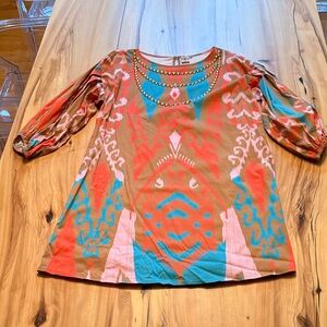 Bohemian Multicolor Dress with Beaded Detail